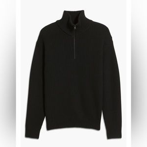 BNWT. Frame. 100% Wool Half-Zip Sweater. Black Chunky knit.